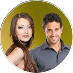 Fotoporcellana tonda due teste